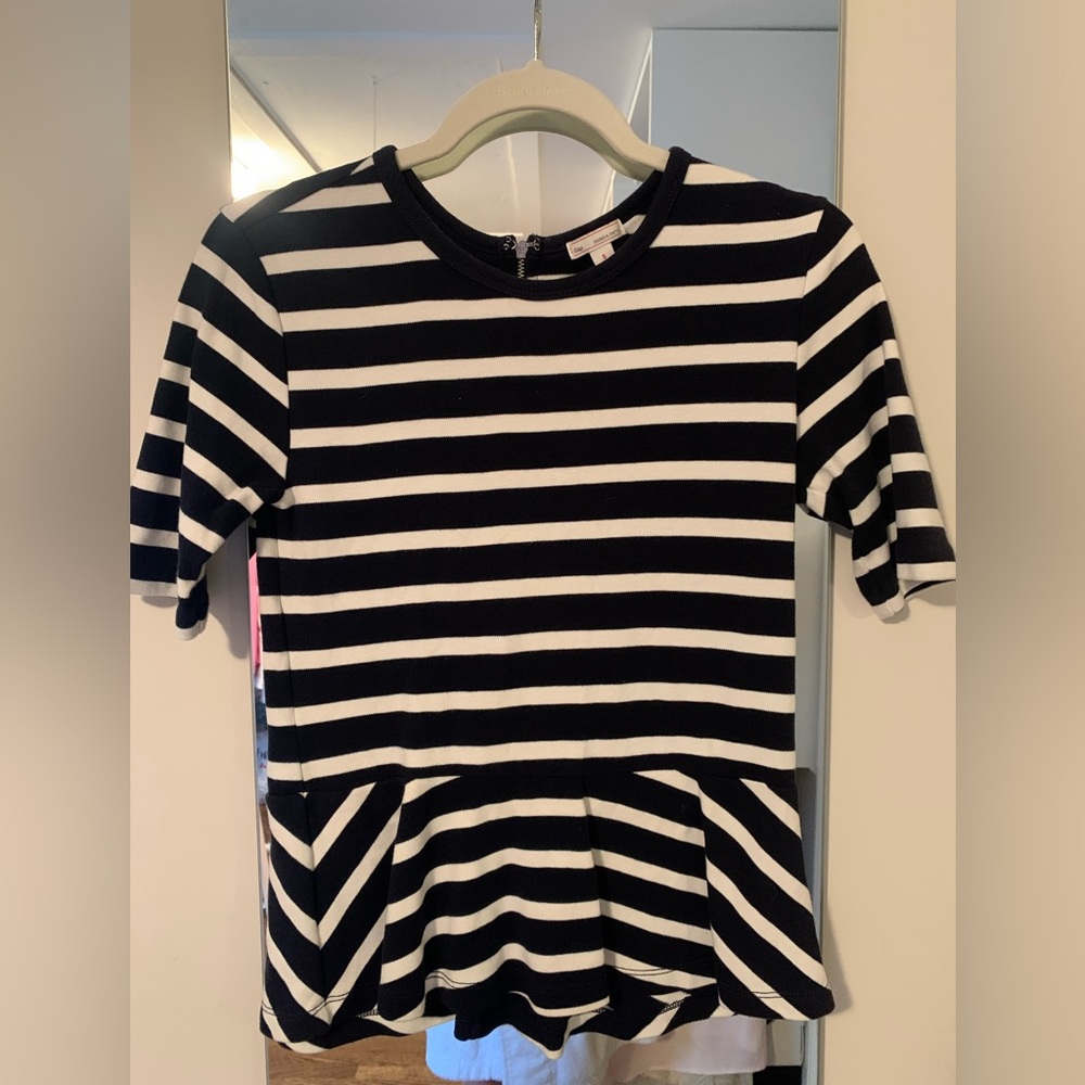 Gap Navy and White Striped Peplum Shirt